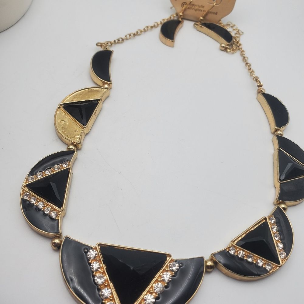 High fashion classy half moon necklace and earrings set nwt
